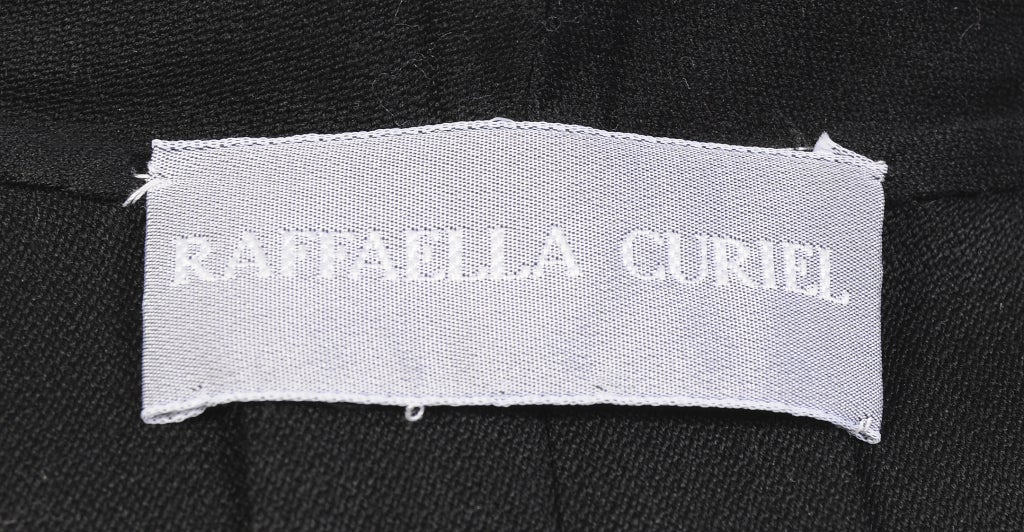 Raffaella Curiel Italian Light Weight Black Wool Coat Late 20th Century For Sale 2