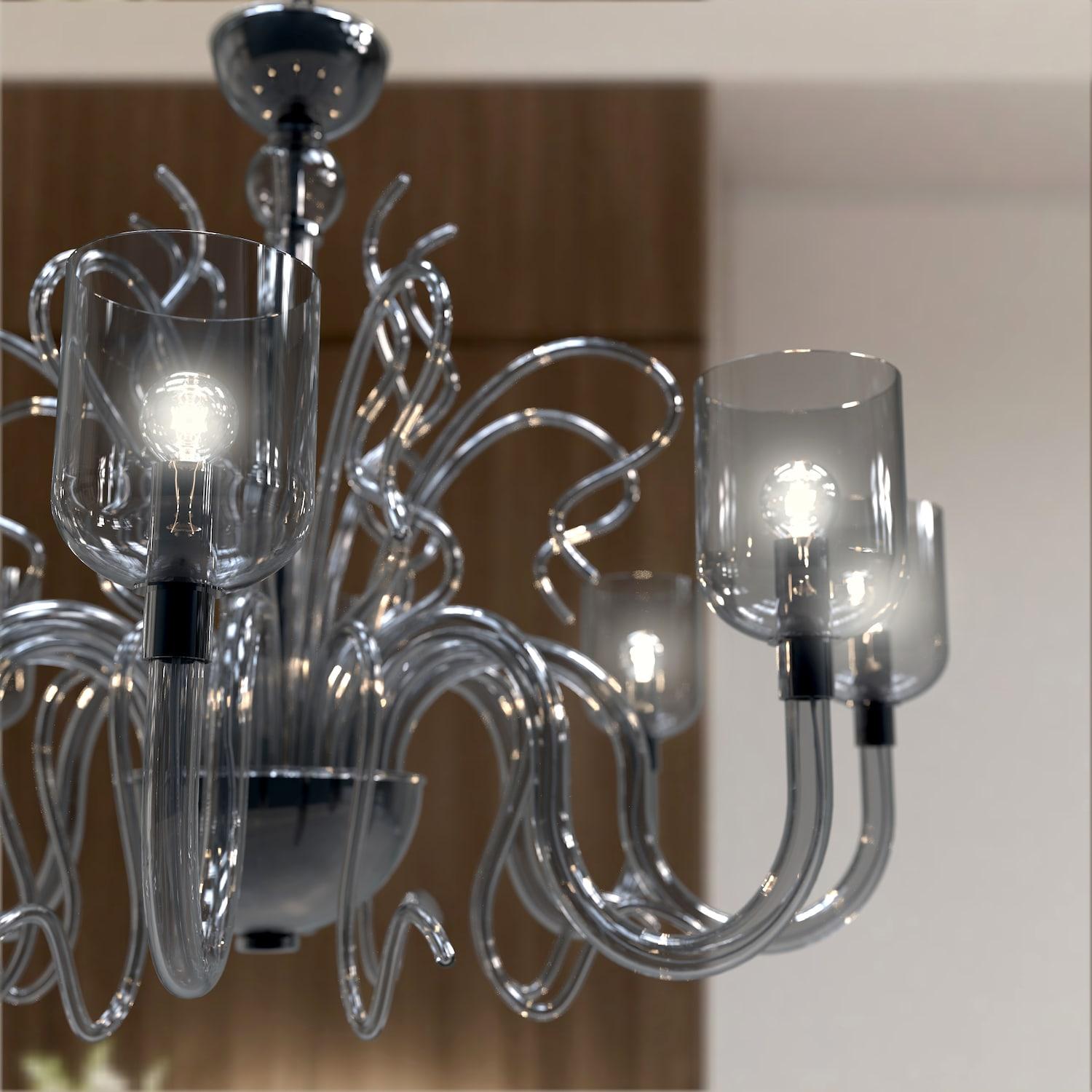 Raffaello Lampadario di Lusso in Vetro di Murano Design Moderno Artigianale in vendita 2