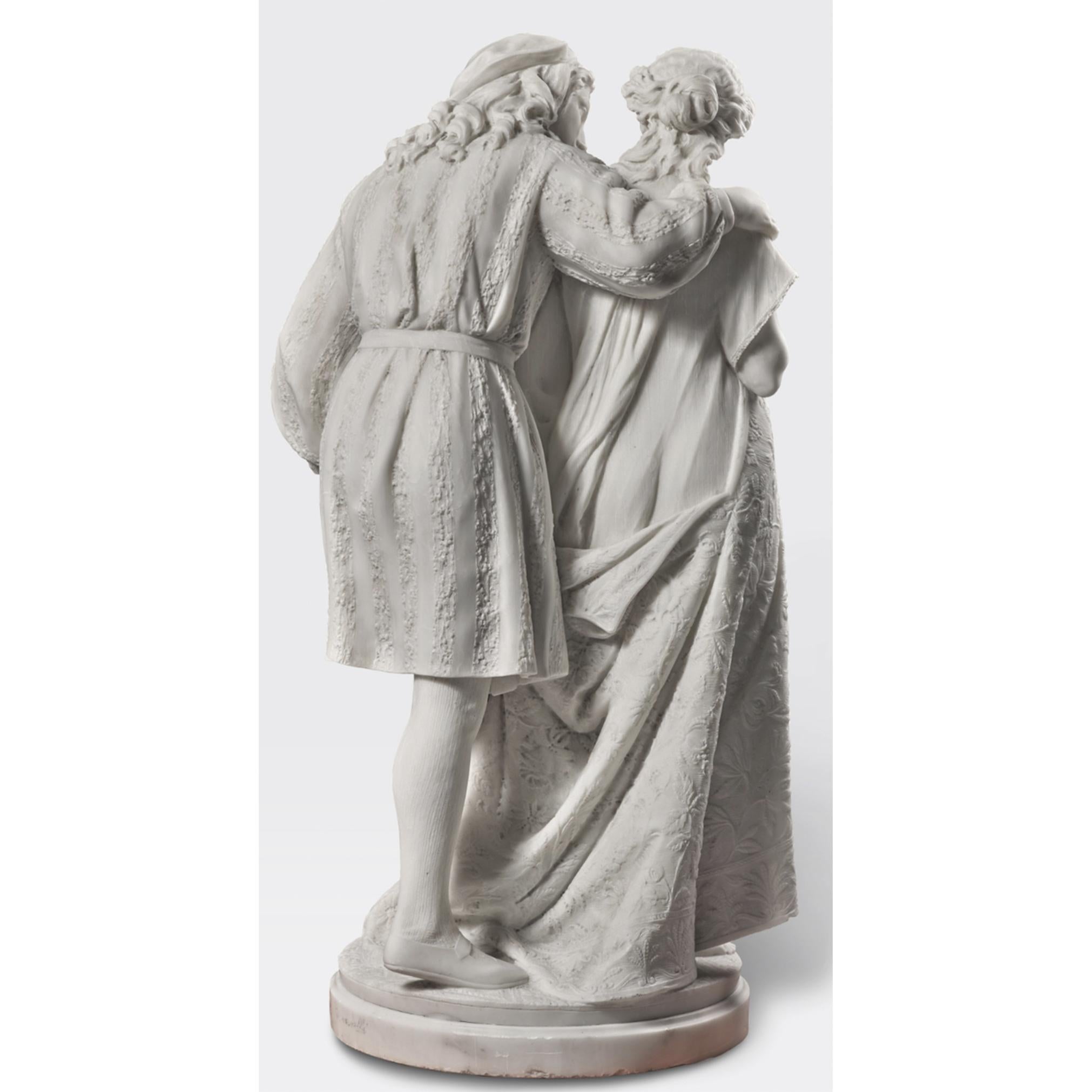 Weiße Marmorstatue von Raffaello Romanelli (1856 - 1928) von Raffaello e Fornarina im Angebot 2