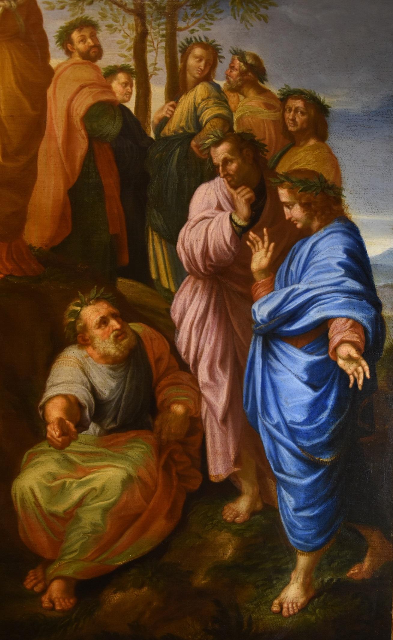 Apollo du Parnasse d'après Raffaello Huile sur toile 17/18e siècle Ancien maître  en vente 6