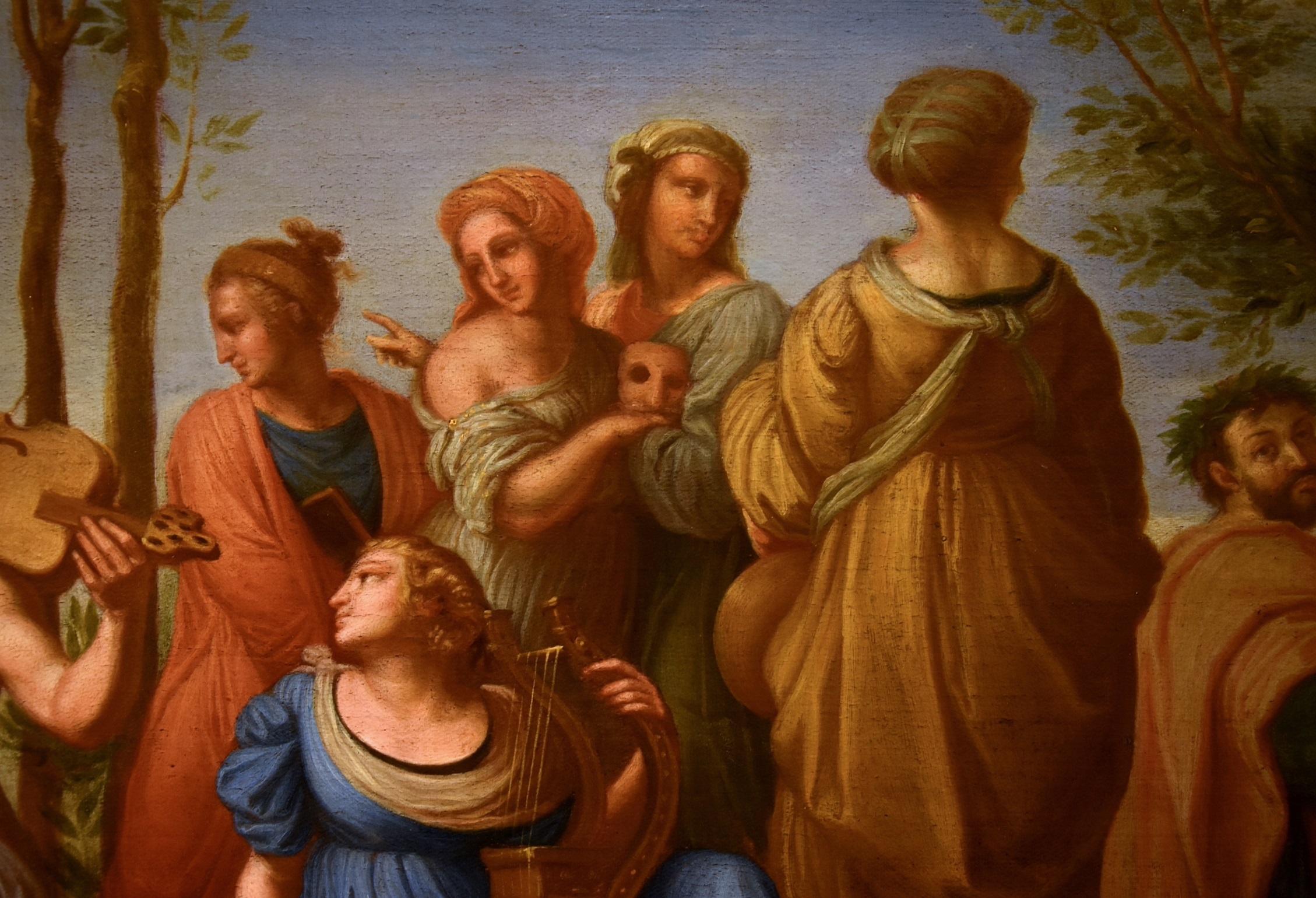Apollo du Parnasse d'après Raffaello Huile sur toile 17/18e siècle Ancien maître  en vente 8