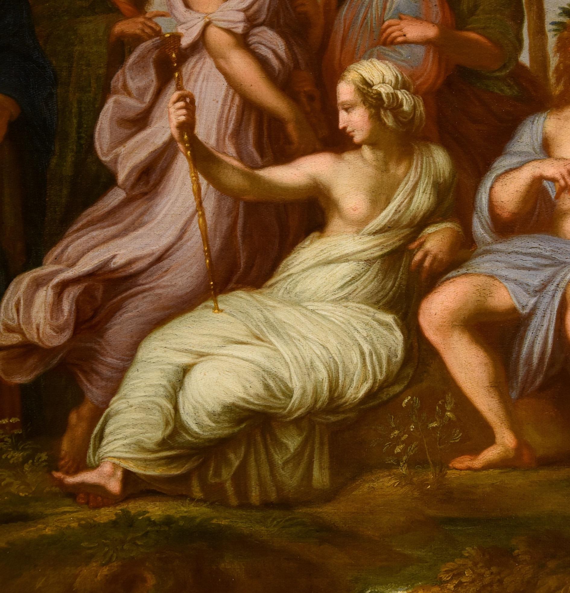 Apollo du Parnasse d'après Raffaello Huile sur toile 17/18e siècle Ancien maître  en vente 12