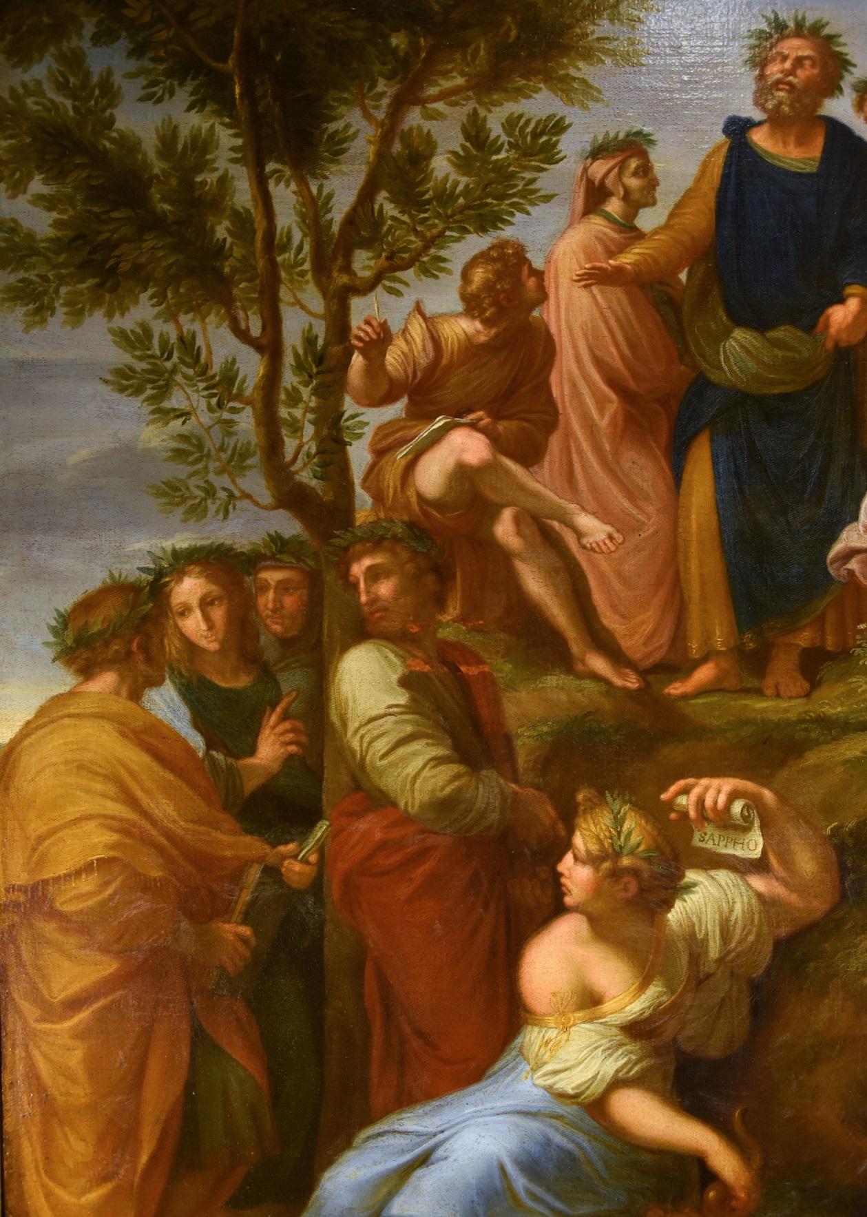 Apollo du Parnasse d'après Raffaello Huile sur toile 17/18e siècle Ancien maître  en vente 14