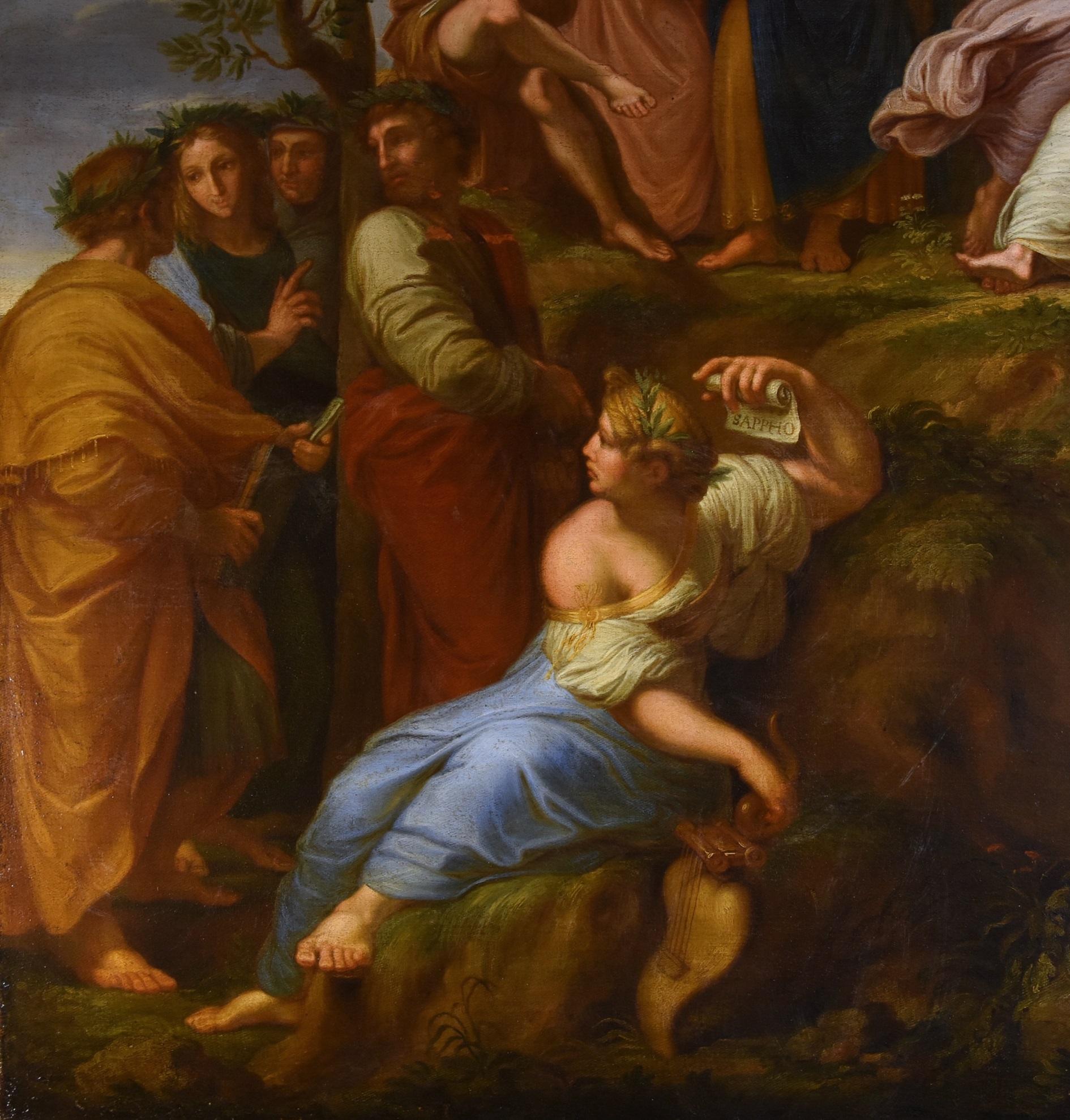 Parnassus Apollo nach Raffaello Öl auf Leinwand 17/18. Jahrhundert Alter Meister  im Angebot 1
