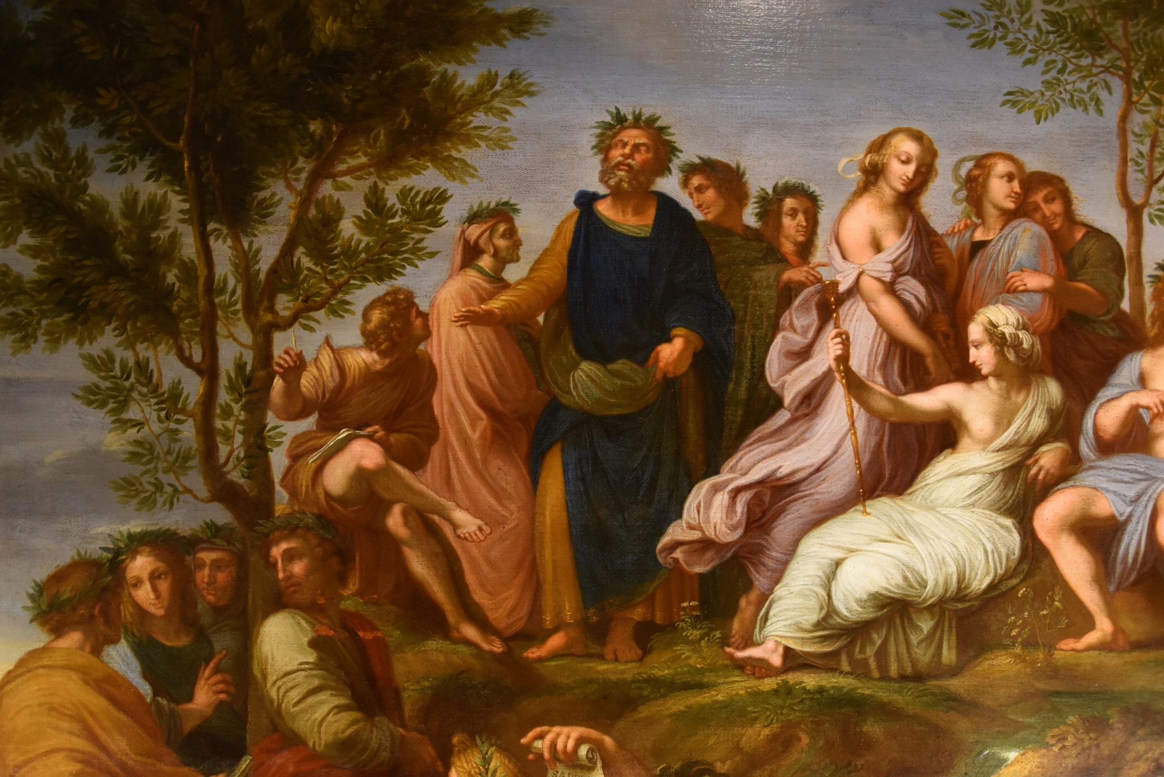 Apollo du Parnasse d'après Raffaello Huile sur toile 17/18e siècle Ancien maître  en vente 3