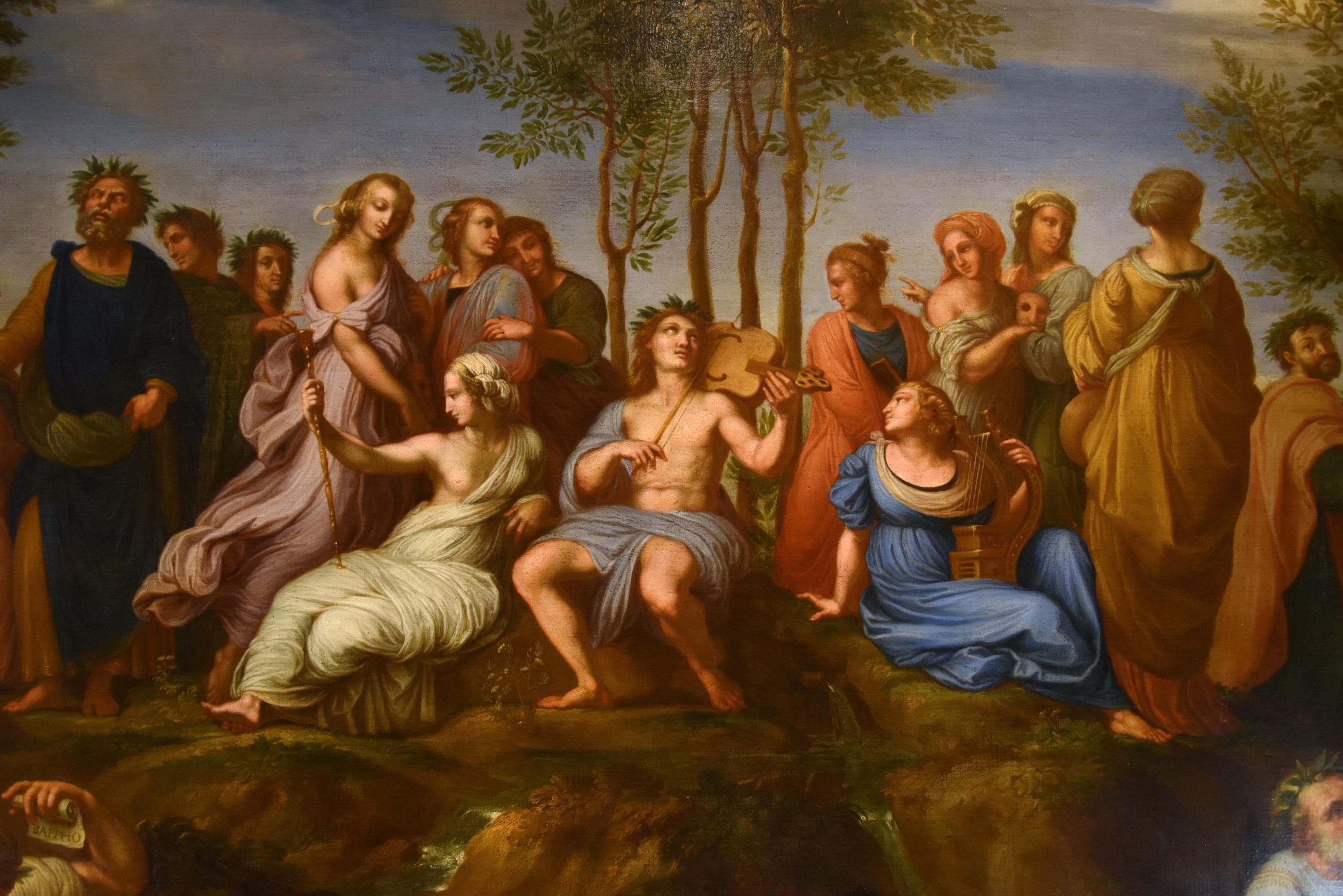Apollo du Parnasse d'après Raffaello Huile sur toile 17/18e siècle Ancien maître  en vente 4