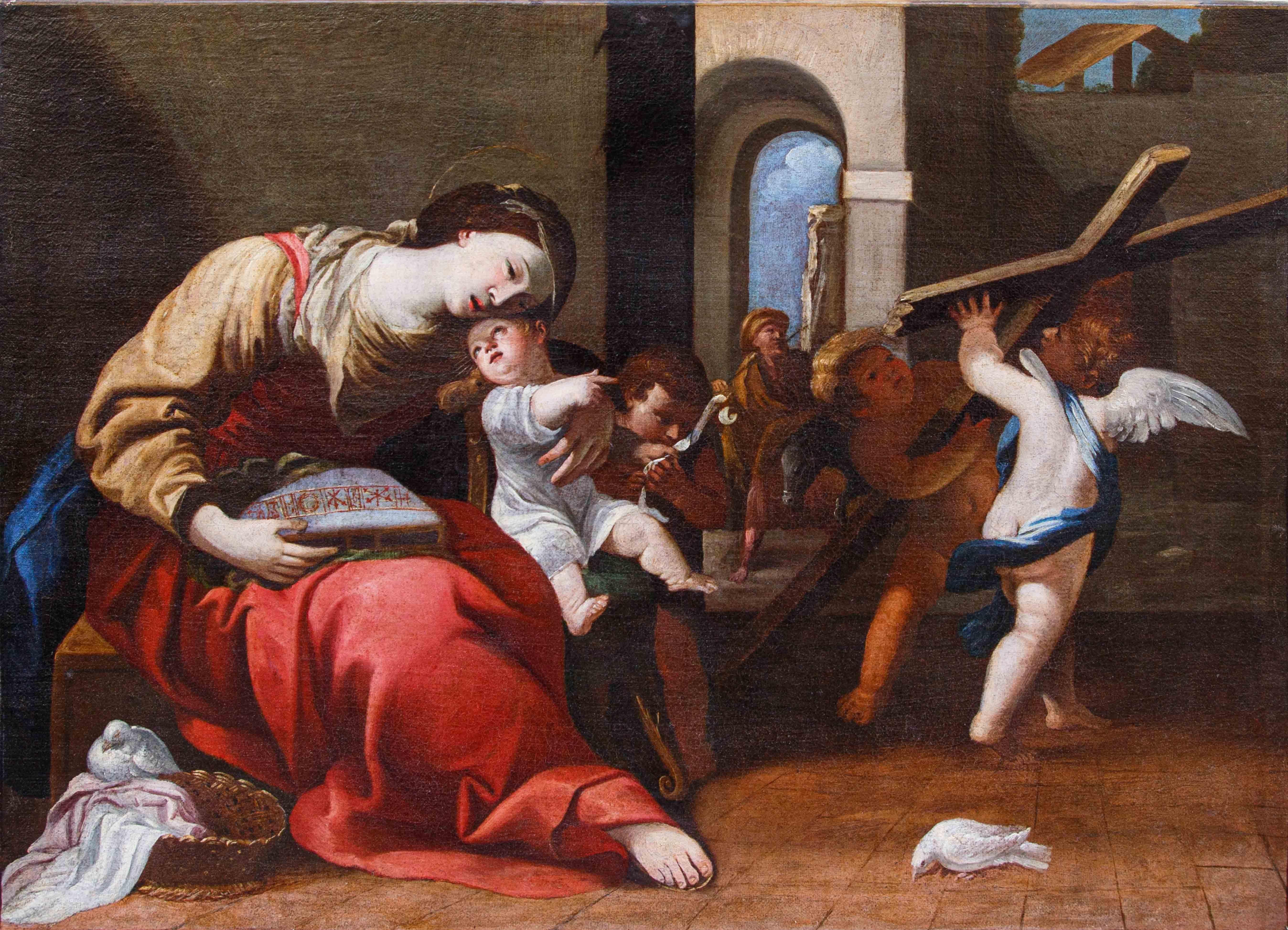 Die Werkstatt von Raffaello Vanni (Siena, 1595- 1673), Madonna mit Kind im Angebot 1