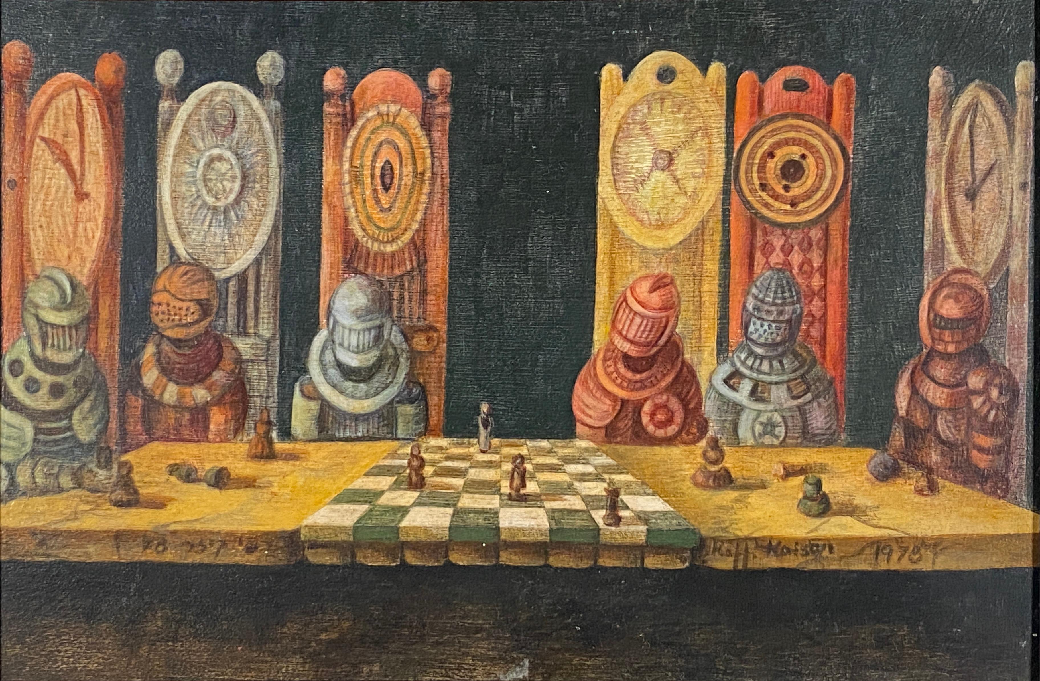 Six Knights Playing Chess - Painting by Raffi Kaiser