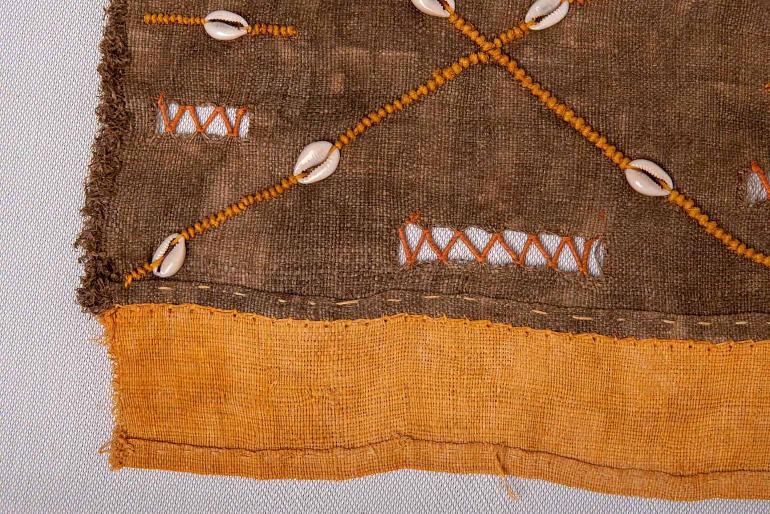 Hand-Woven African Textile Panel  with Shells For Sale