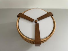 Raffia Bast and Teak Pendant Lamp by Temde, 1960s, Germany