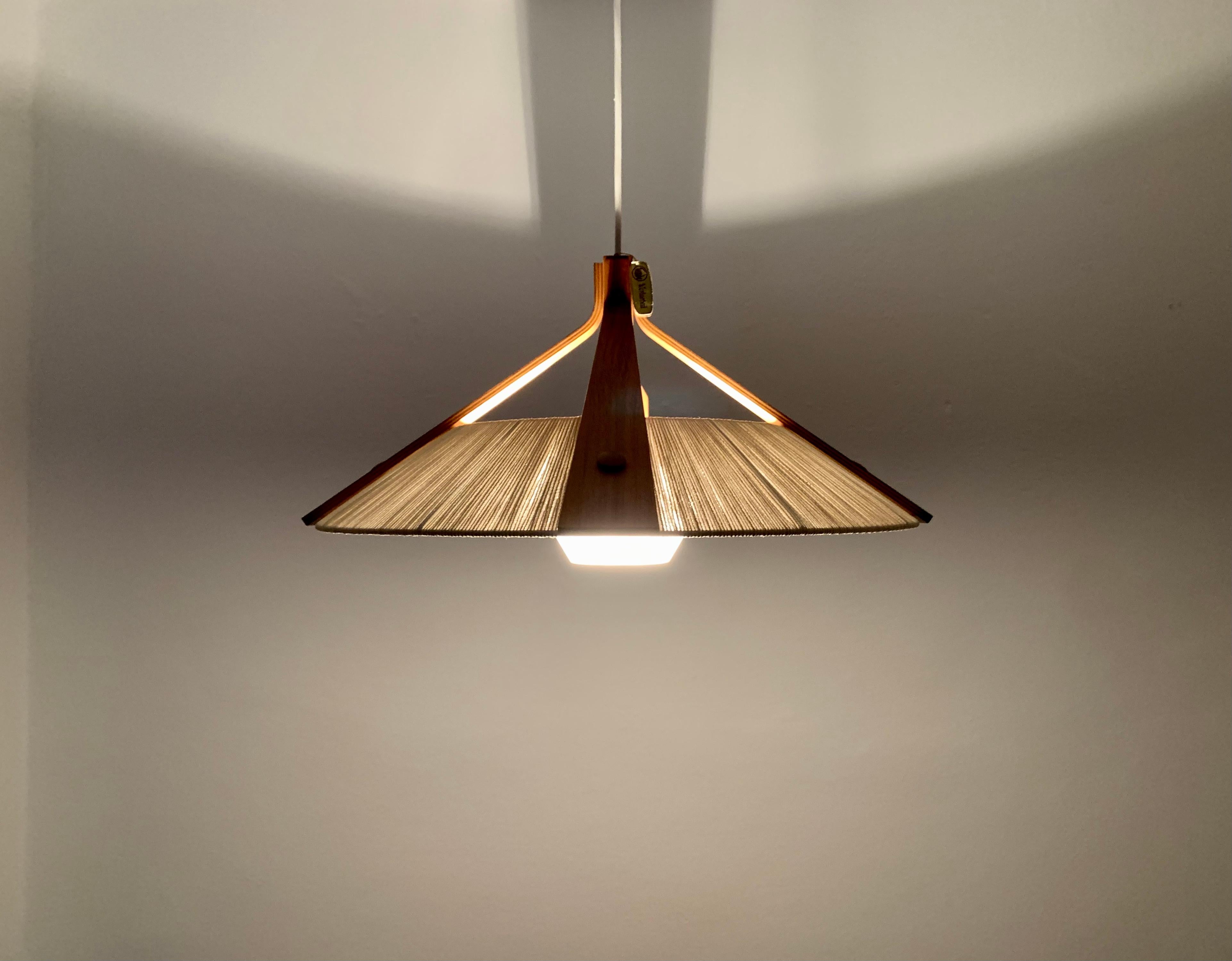 Raffia Bast and Walnut Pendant Lamp by Temde 2