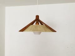 Raffia Bast and Walnut Pendant Lamp by Temde