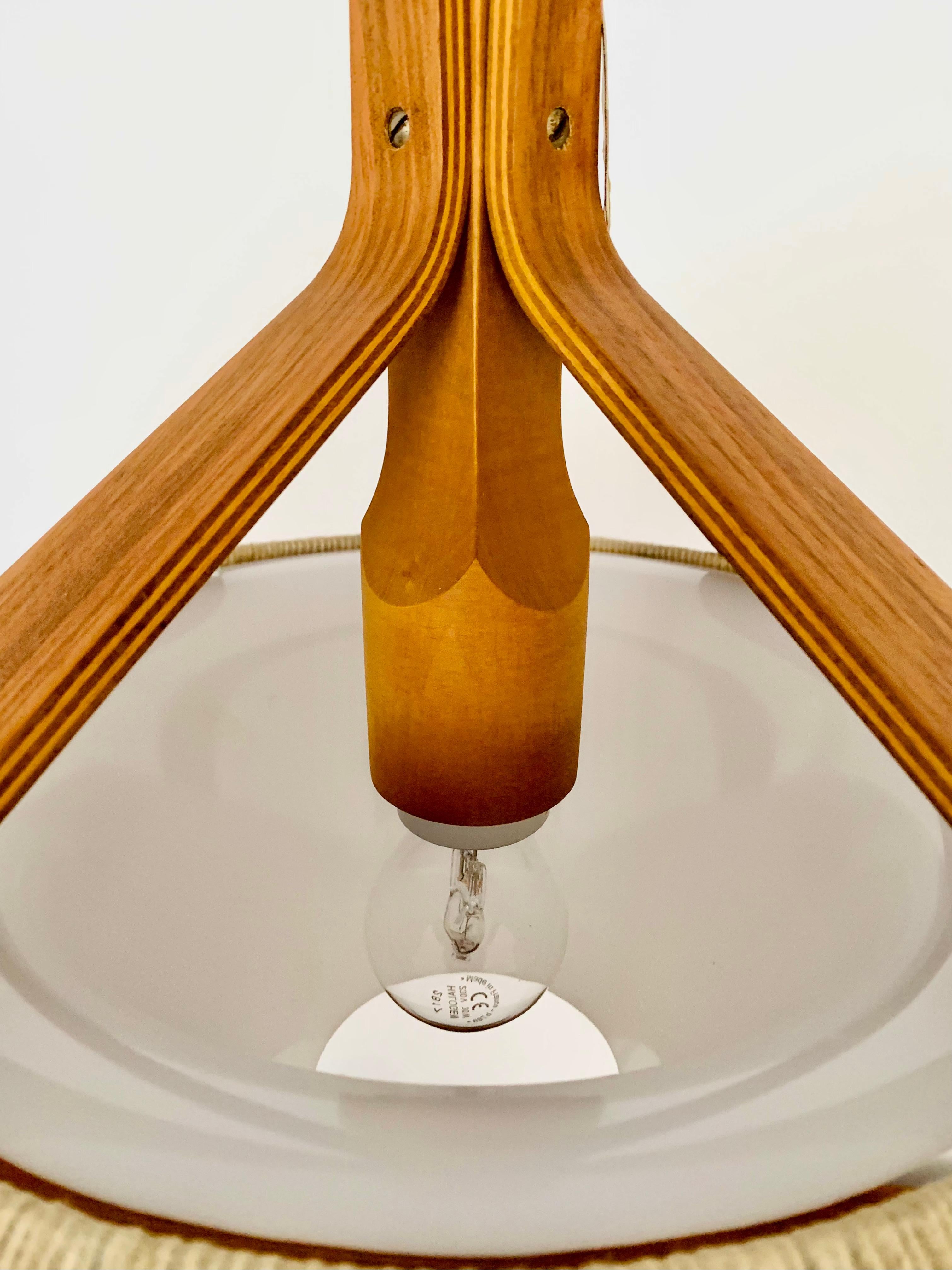 Raffia Bast and Walnut Pendant Lamp by Temde 3