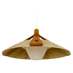 Used Raffia Bast and Walnut Pendant Lamp by Temde