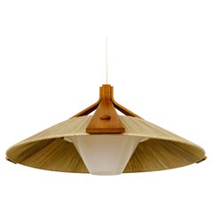 Raffia Bast and Walnut Pendant Lamp by Temde