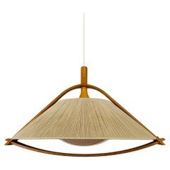 Raffia Bast and Walnut Pendant Lamp by Temde