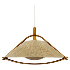 Raffia Bast and Walnut Pendant Lamp by Temde