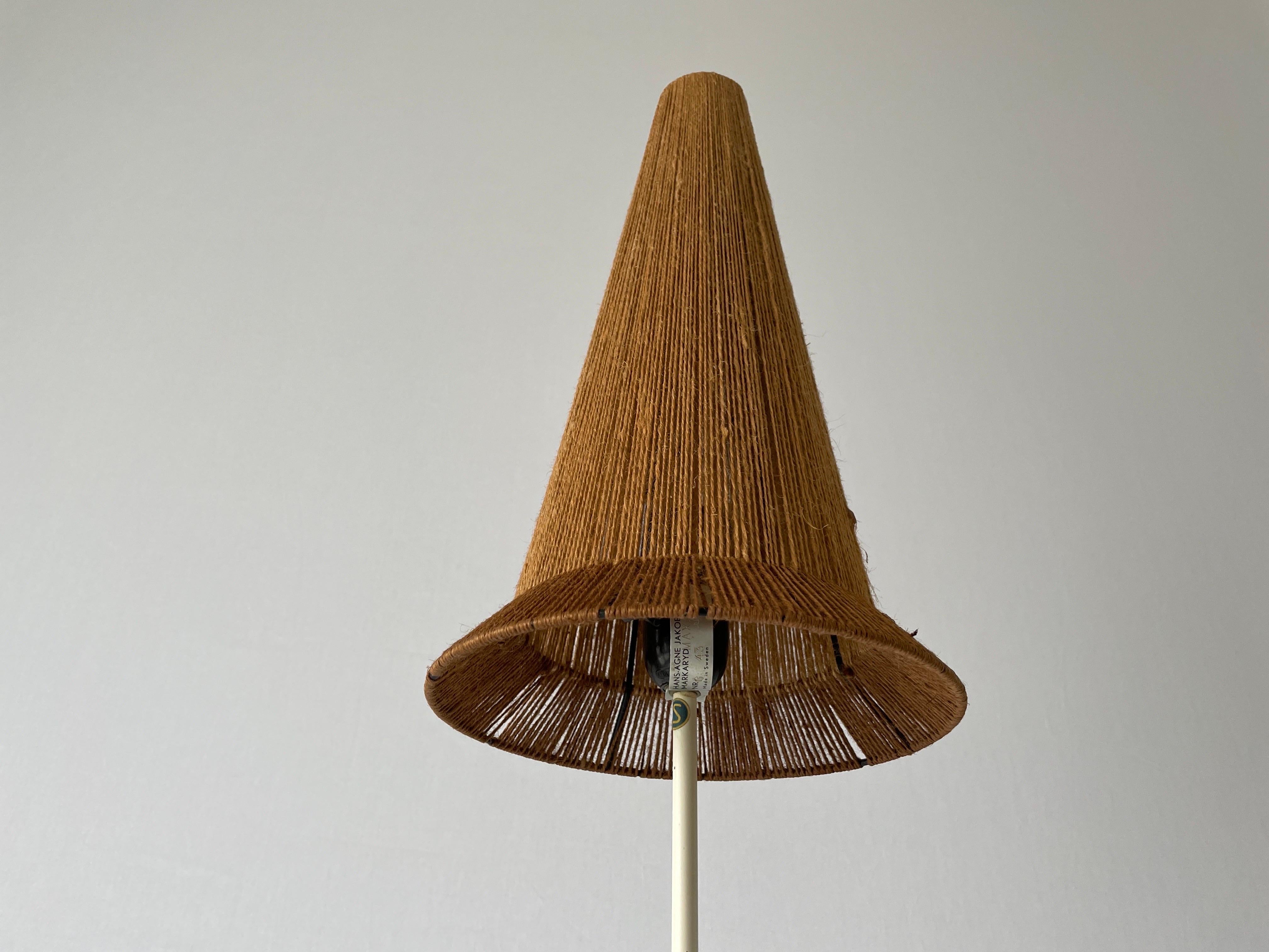 Swedish Raffia Bast Floor Lamp by Hans-Agne Jakobsson for Markaryd, 1960s, Sweden For Sale