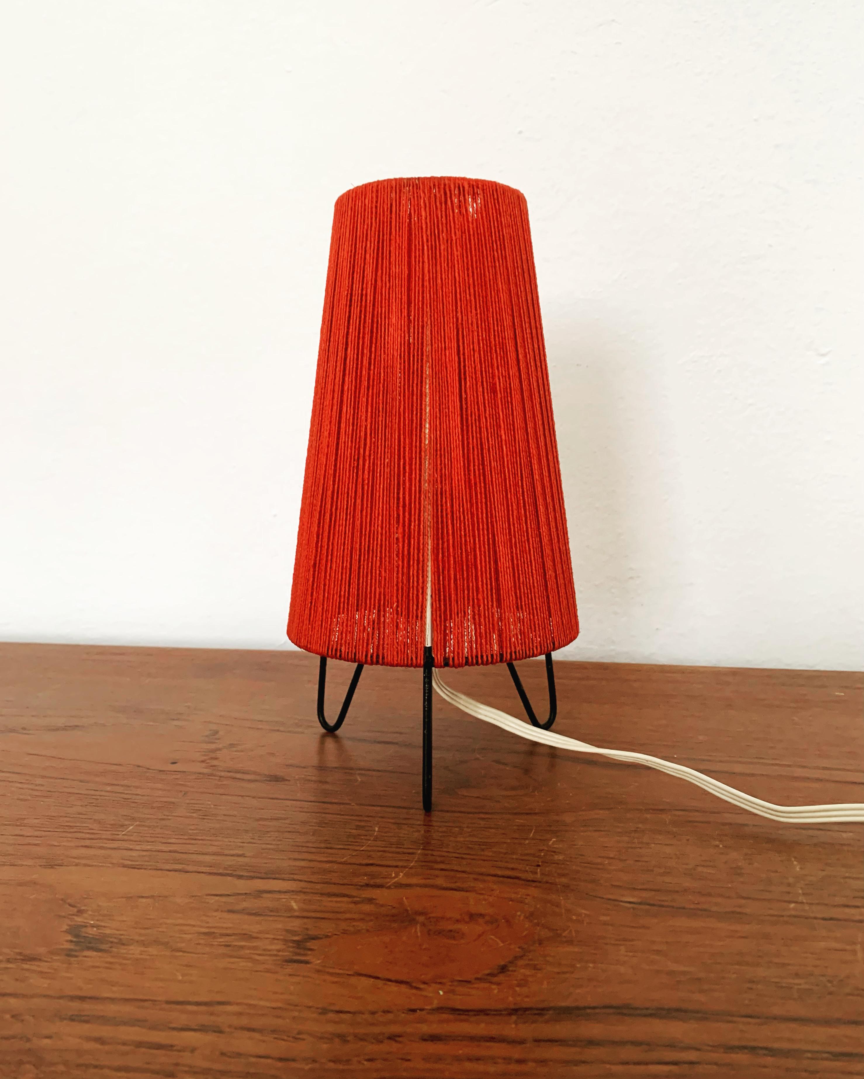 Mid-20th Century Raffia Bast Tripod Table Lamp