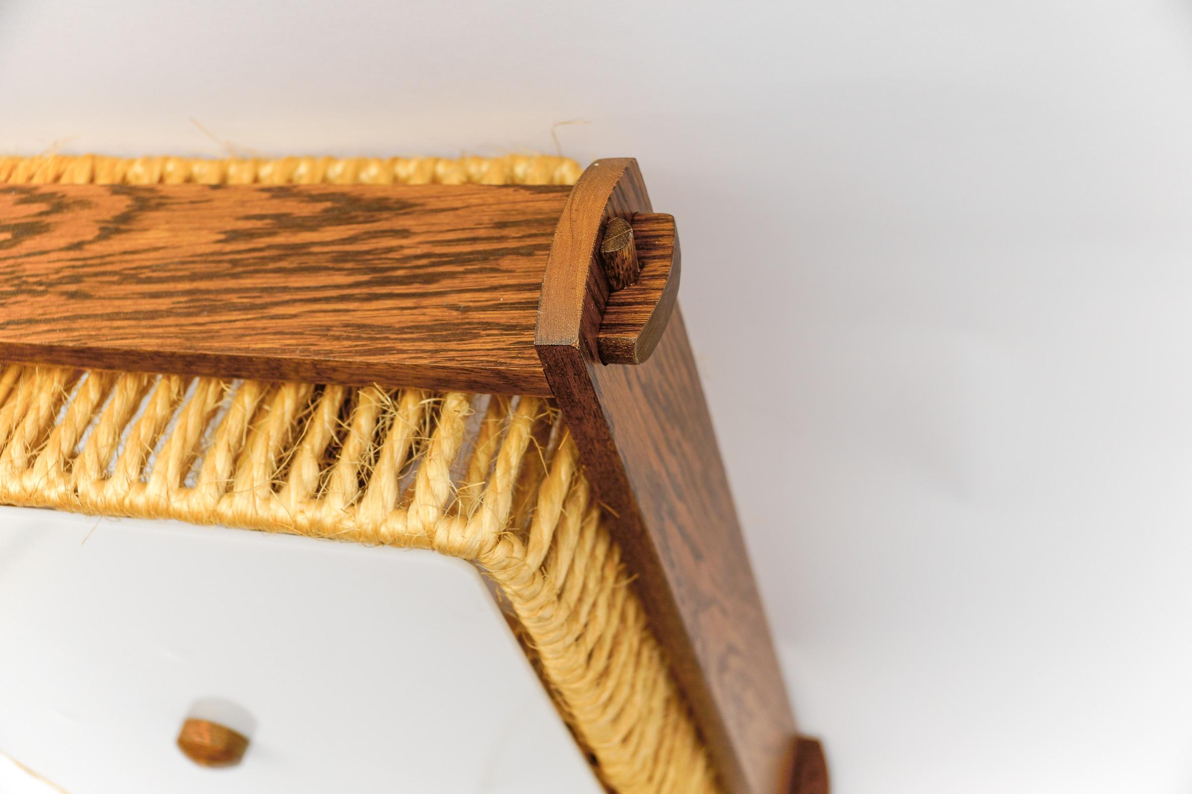 Lampada a sospensione Raffia Bast, Wood e Acrilico di Temde Switzerland, anni '60 in vendita 3