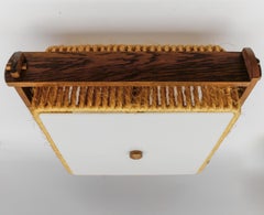 Raffia Bast, Wood and Acrylic Pendant Lamp by Temde Switzerland, 1960s