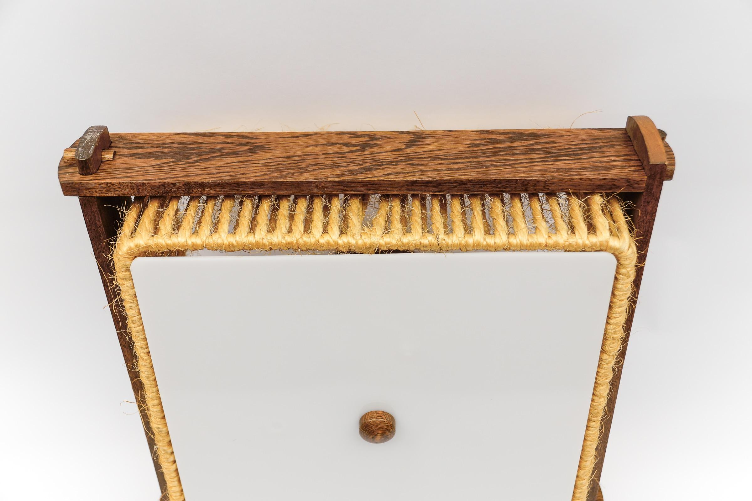 Lampada a sospensione Raffia Bast, Wood e Acrilico di Temde Switzerland, anni '60 in vendita 1