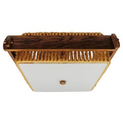 Raffia Bast, Lámpara Colgante de Madera y Acrílico by Temde Switzerland, Años 60
