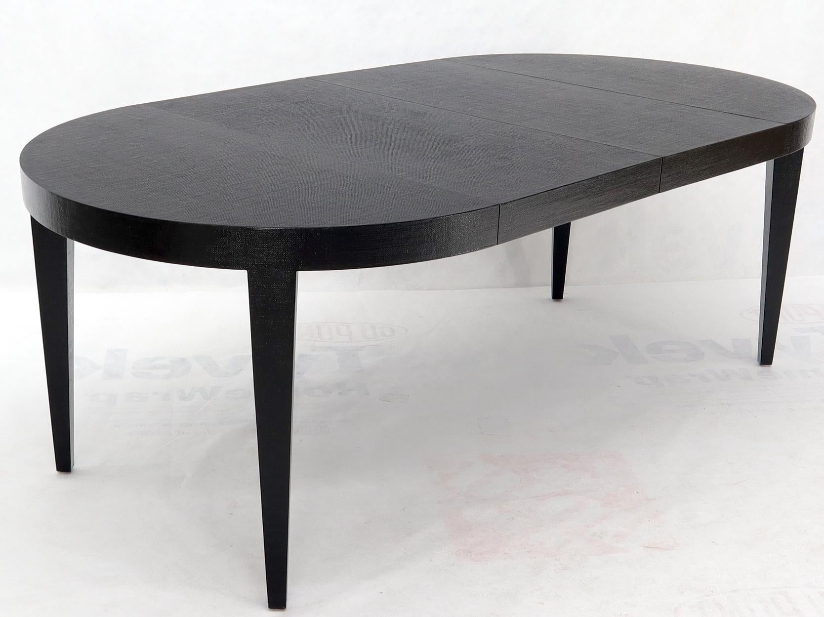 Raffia Cloth Covered Black Lacquer Square Tapered Legs Dining Conference Table 4