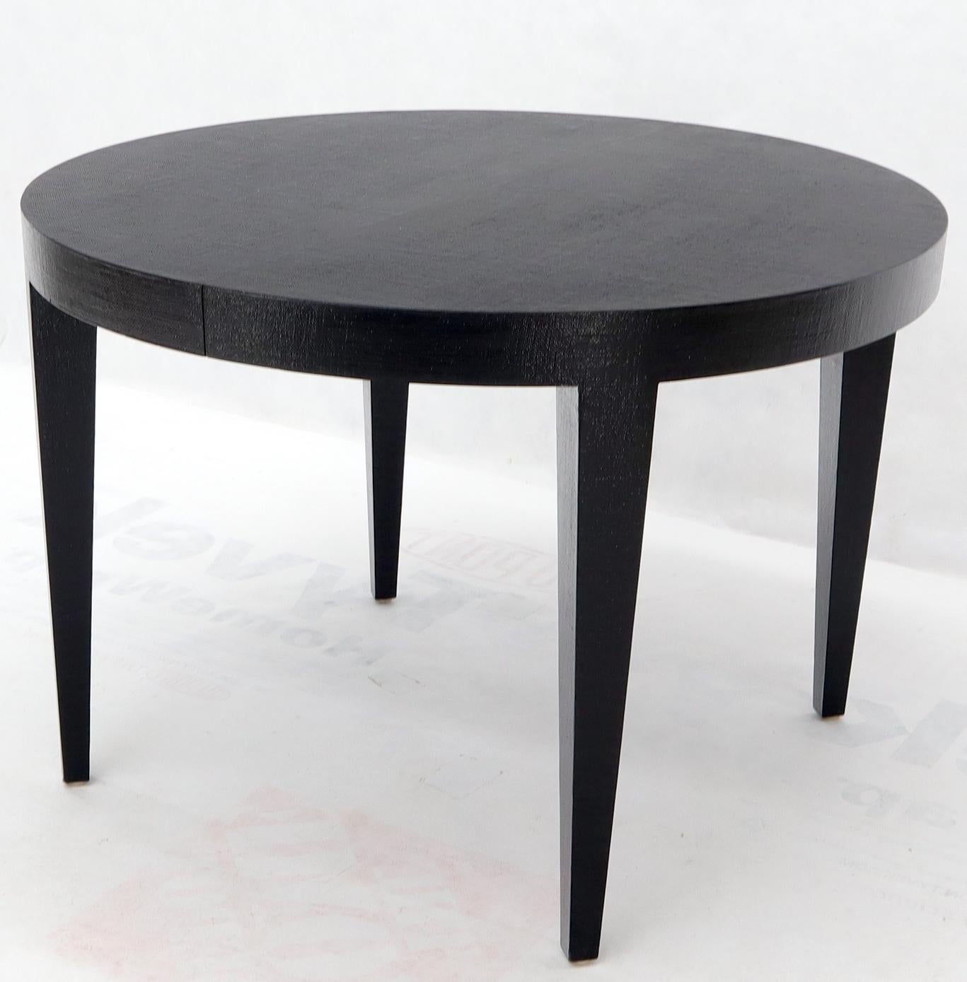 American Raffia Cloth Covered Black Lacquer Square Tapered Legs Dining Conference Table