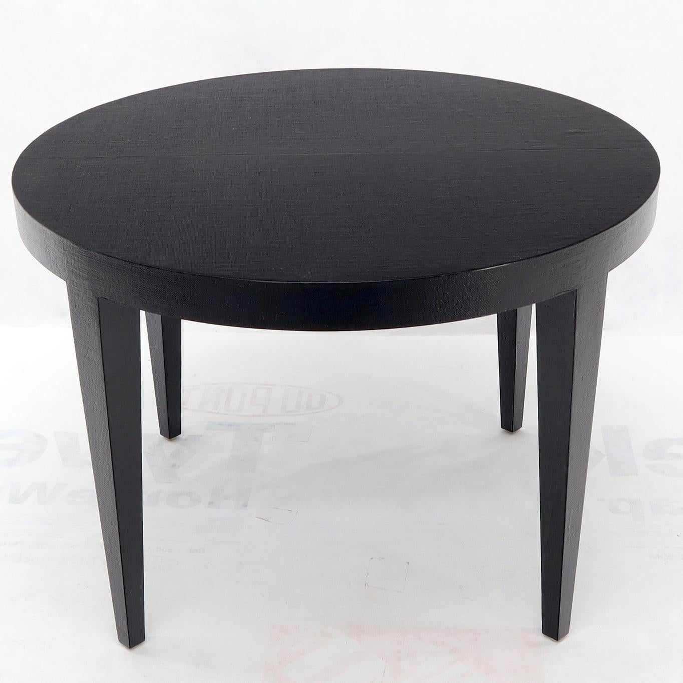 Lacquered Raffia Cloth Covered Black Lacquer Square Tapered Legs Dining Conference Table