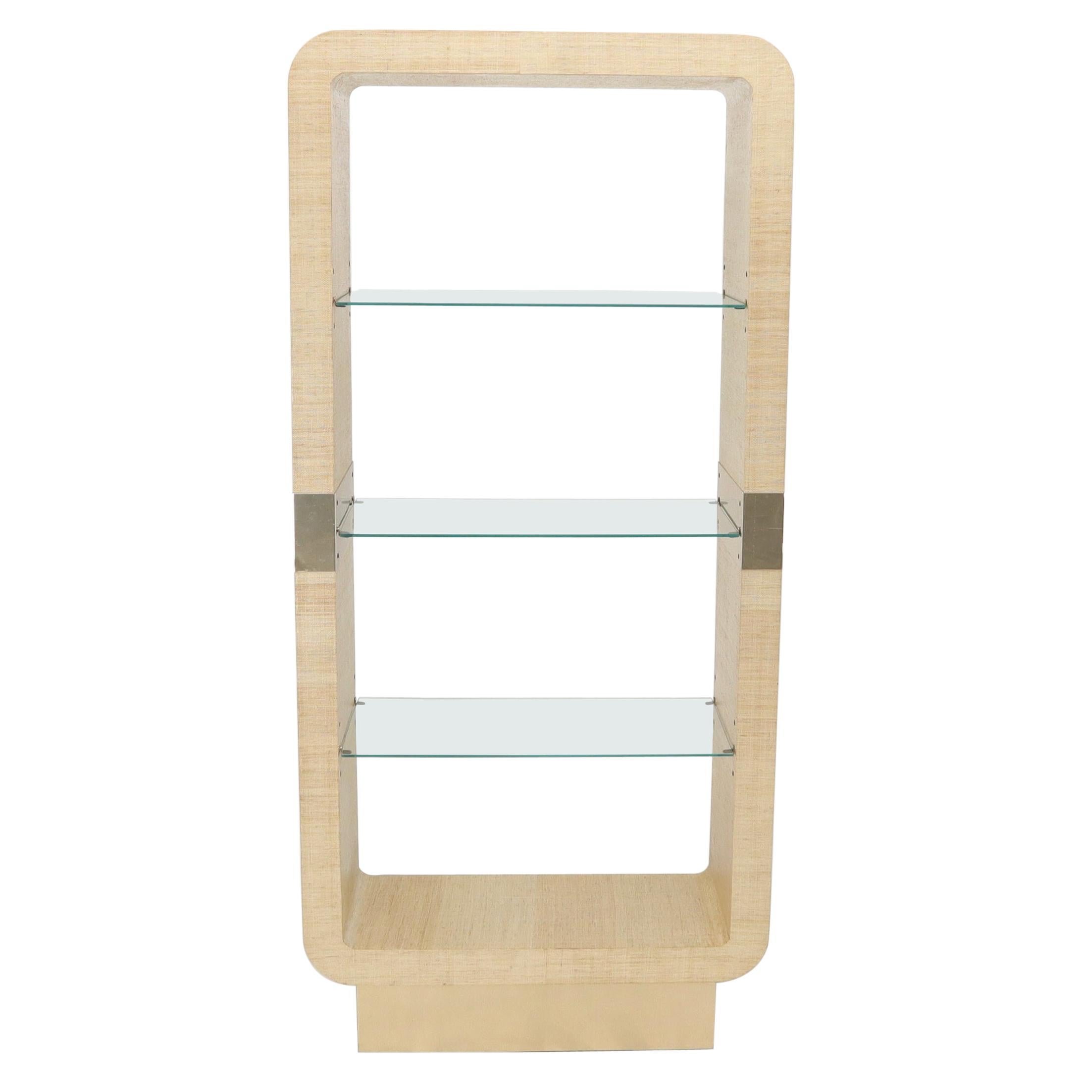 Raffia Stoff beendet abgerundete Winkel Étagère Display Unit Glasböden