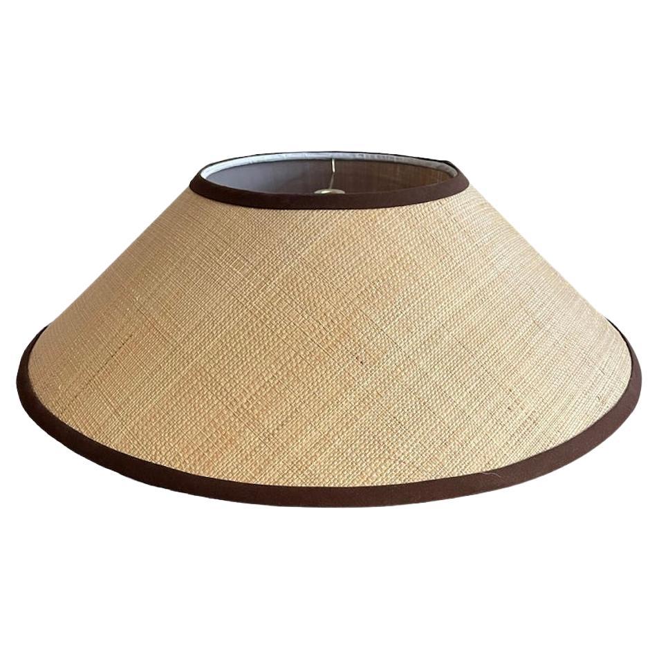 Raffia Empire Lamp Shade With Brown Trim