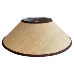 Raffia Empire Lamp Shade With Brown Trim