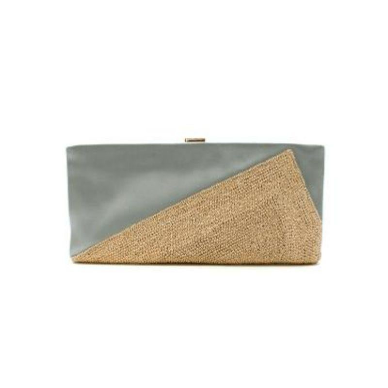Raffia & Satin Crystal Clutch In Good Condition For Sale In London, GB