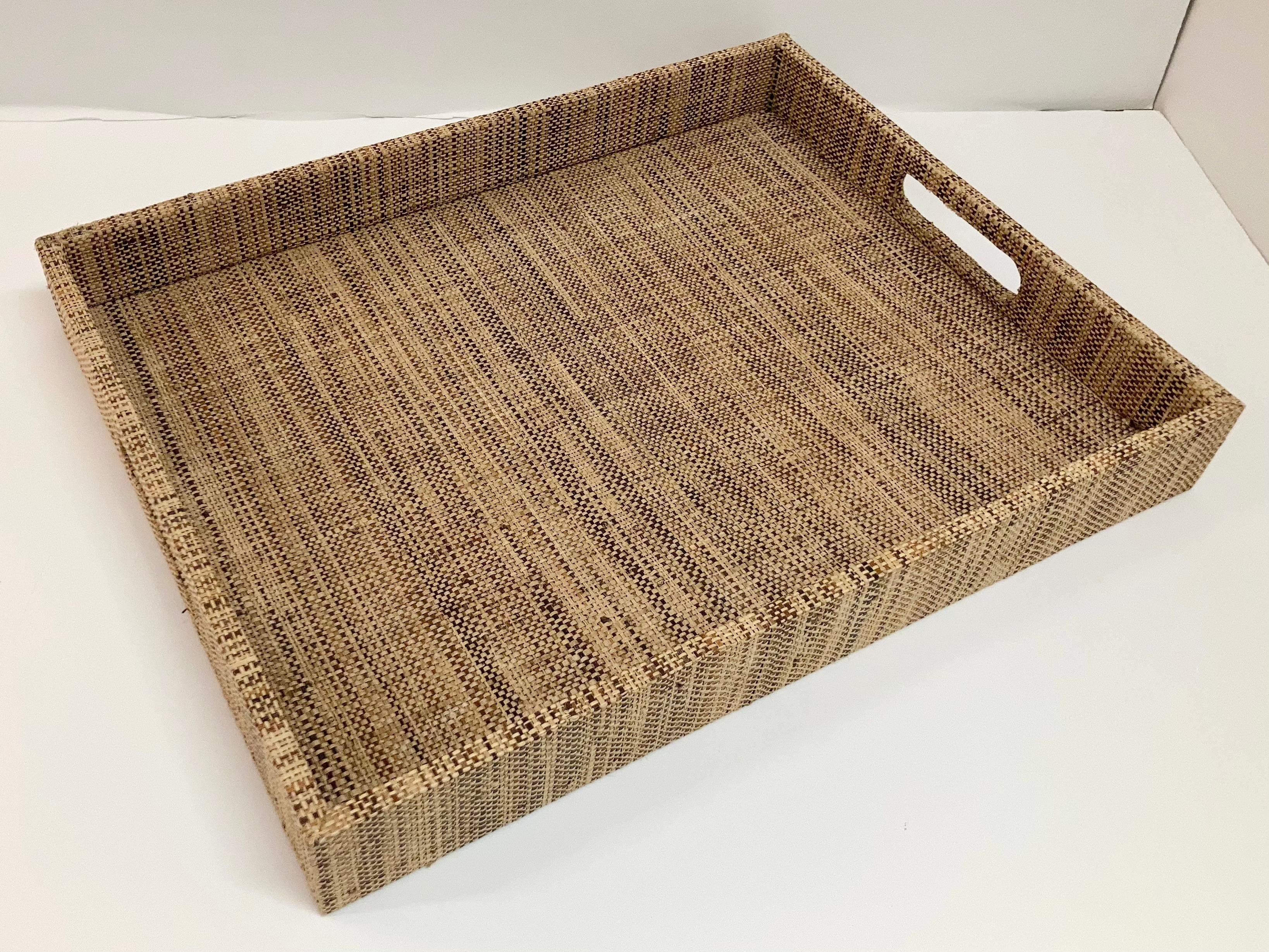 Raffia Serving Tray In Good Condition In Los Angeles, CA