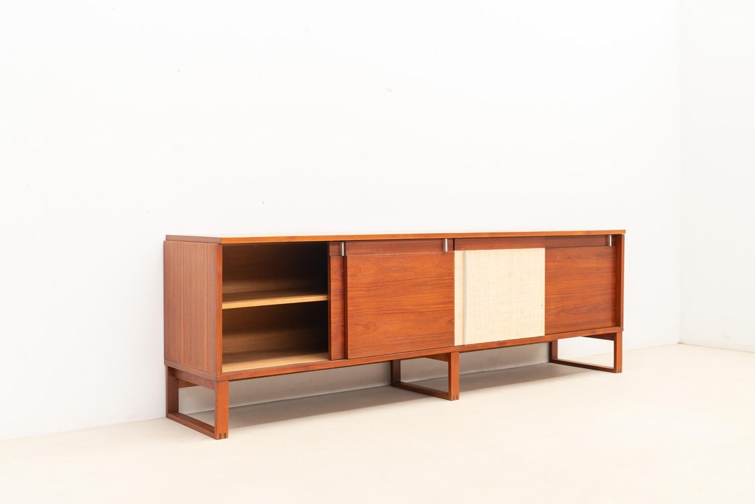 Mid-Century Modern Raffia sideboard, 1960s For Sale