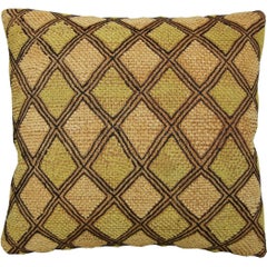 Antique Raffia Textile Pillow, circa 20th Century 1526p