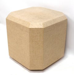 Raffia Wrapped Cube End Table Karl Springer Style Refinished Mid Century Modern