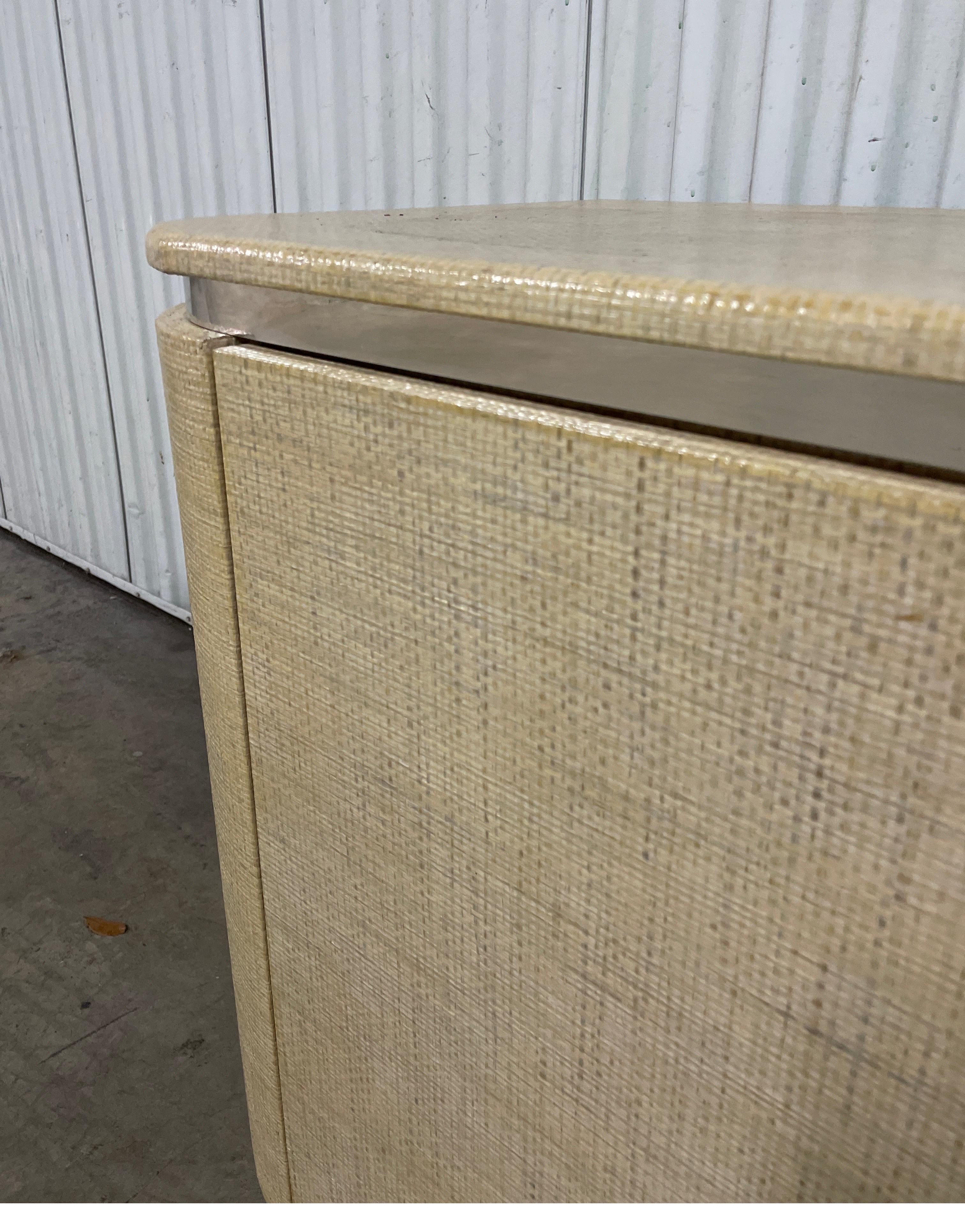Raffia Wrapped Four Door Credenza in the Style of Karl Springer 11