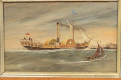 Fine watercolor depicting the steamship  1867 Diamond HMP Chatham