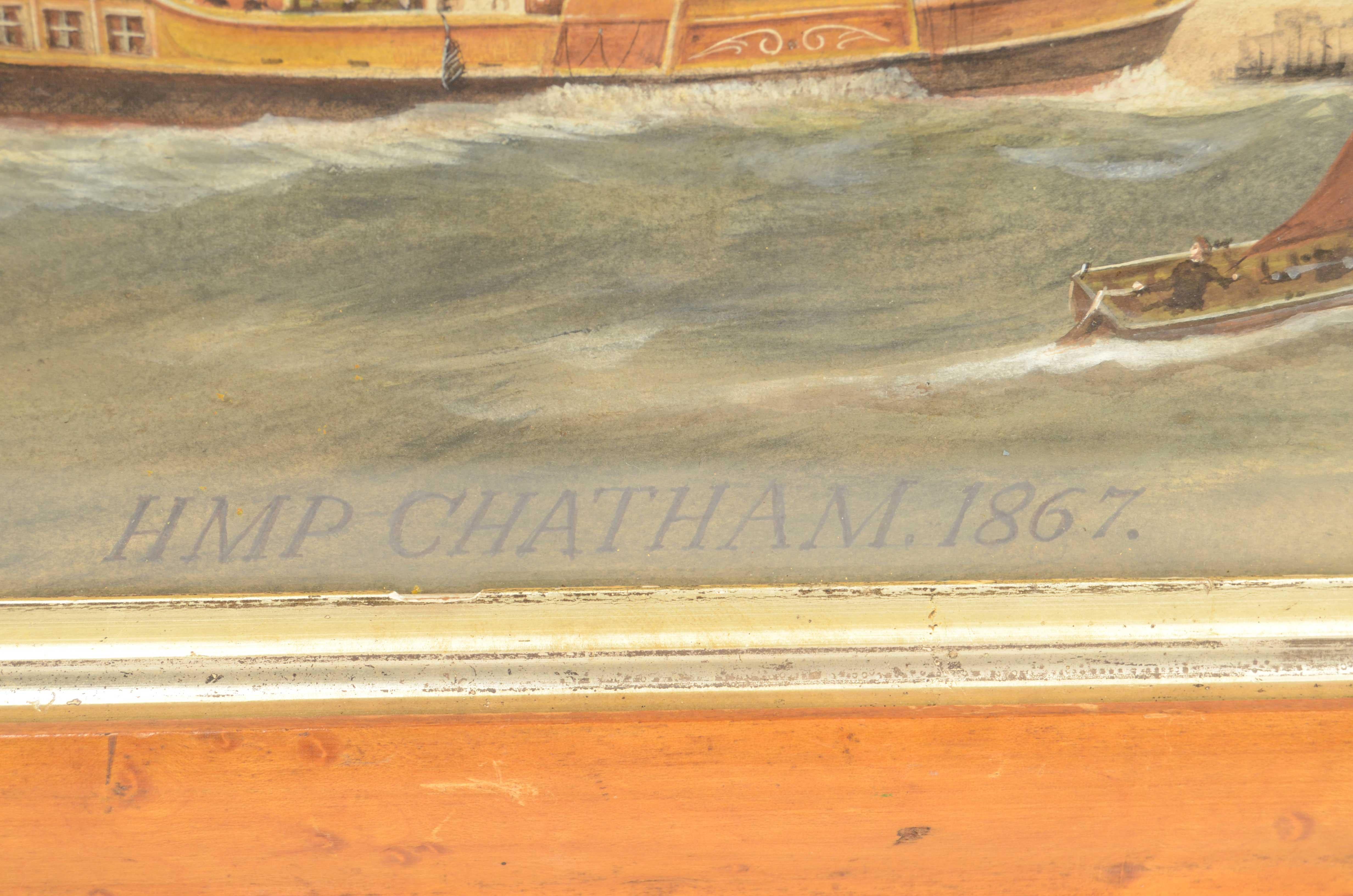 Raffinato acquerello raffigurante il piroscafo  Diamond HMP Chatham del 1867 en venta 2