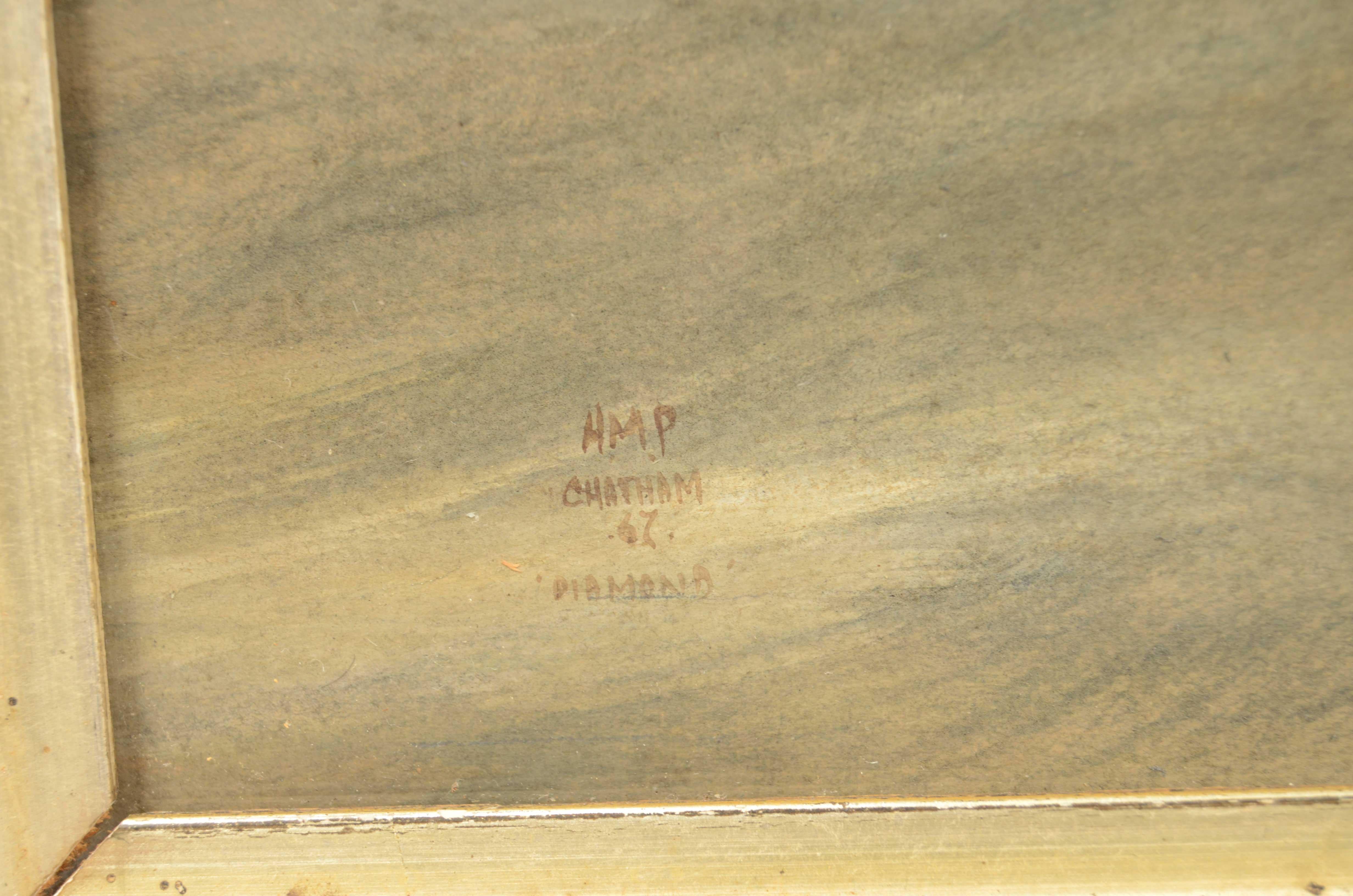Raffinato acquerello raffigurante il piroscafo  Diamond HMP Chatham del 1867 en venta 3