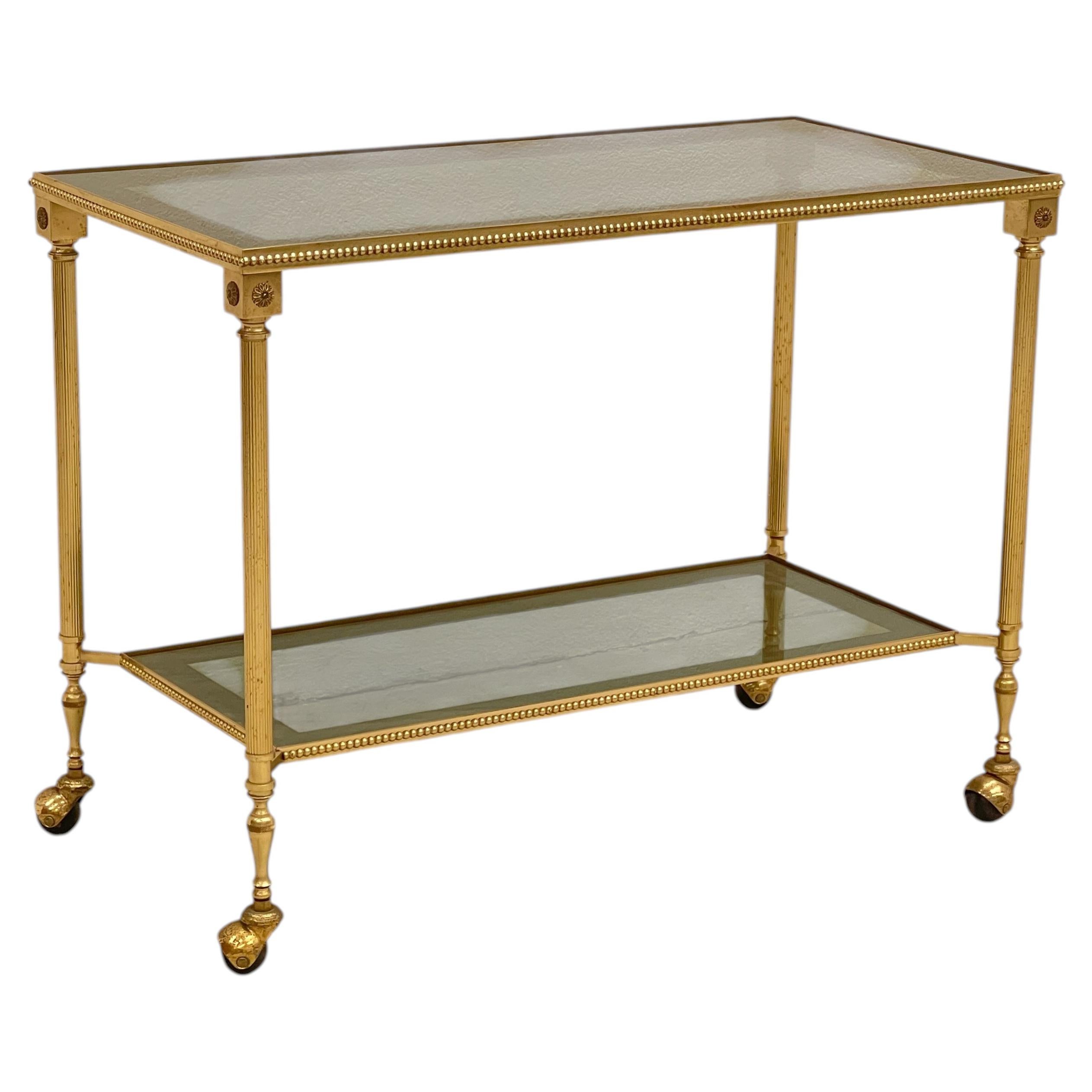 Elegant brass and smoked glass cart, "Champagne Royale," 1970s