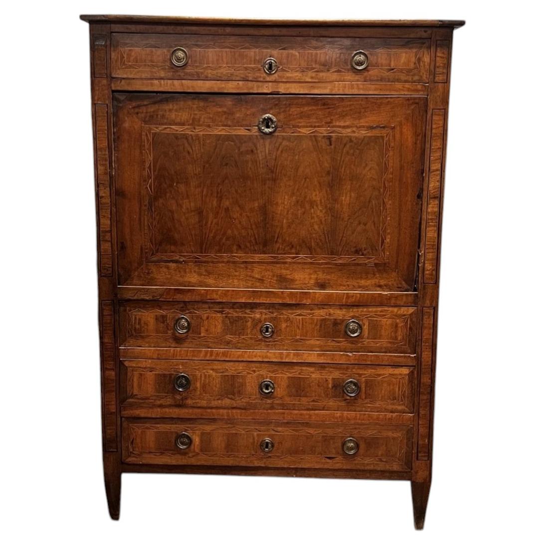 Elegant chest of drawers with a drop-down door and four drawers, Italy For Sale