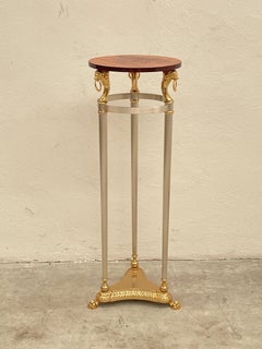 Elegant brass and glass pedestal, "Royal Crest," 1970s