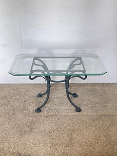 Eleganter Couchtisch aus Glas und Schmiedeeisen, „Florence“, 1970er Jahre