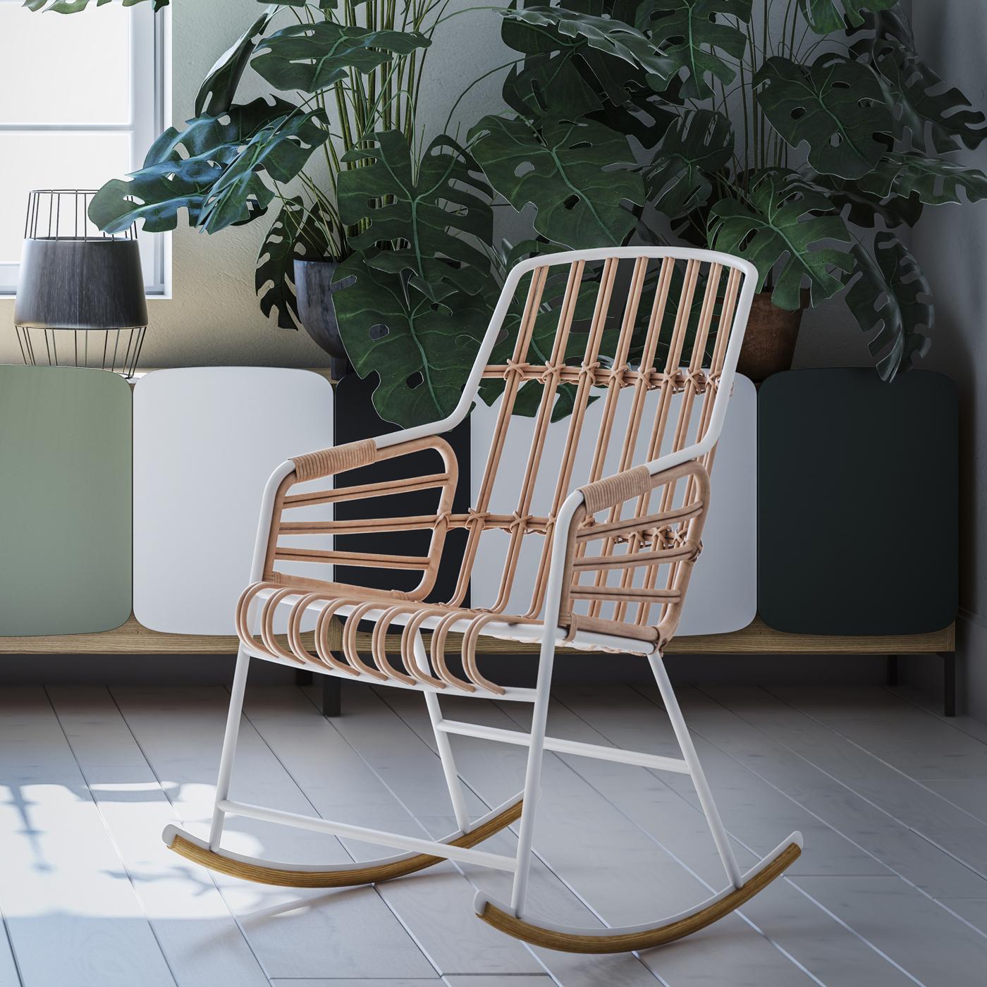 Contemporary Rafia Rocking Chair by Lucidipevere