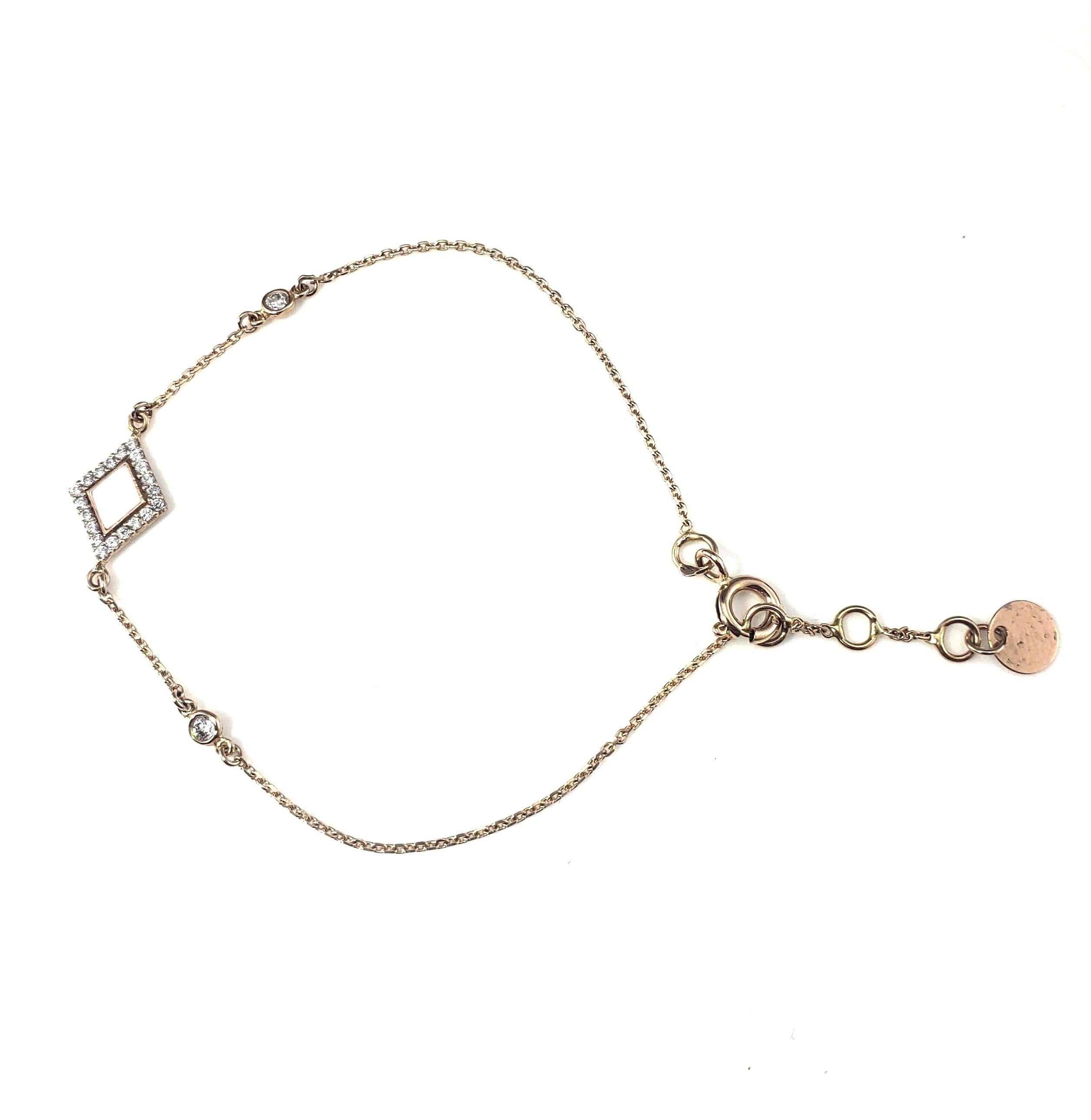Rafinity Bracciale regolabile con cristalli in oro rosa 18 carati #20423 In condizioni buone in vendita a Washington Depot, CT