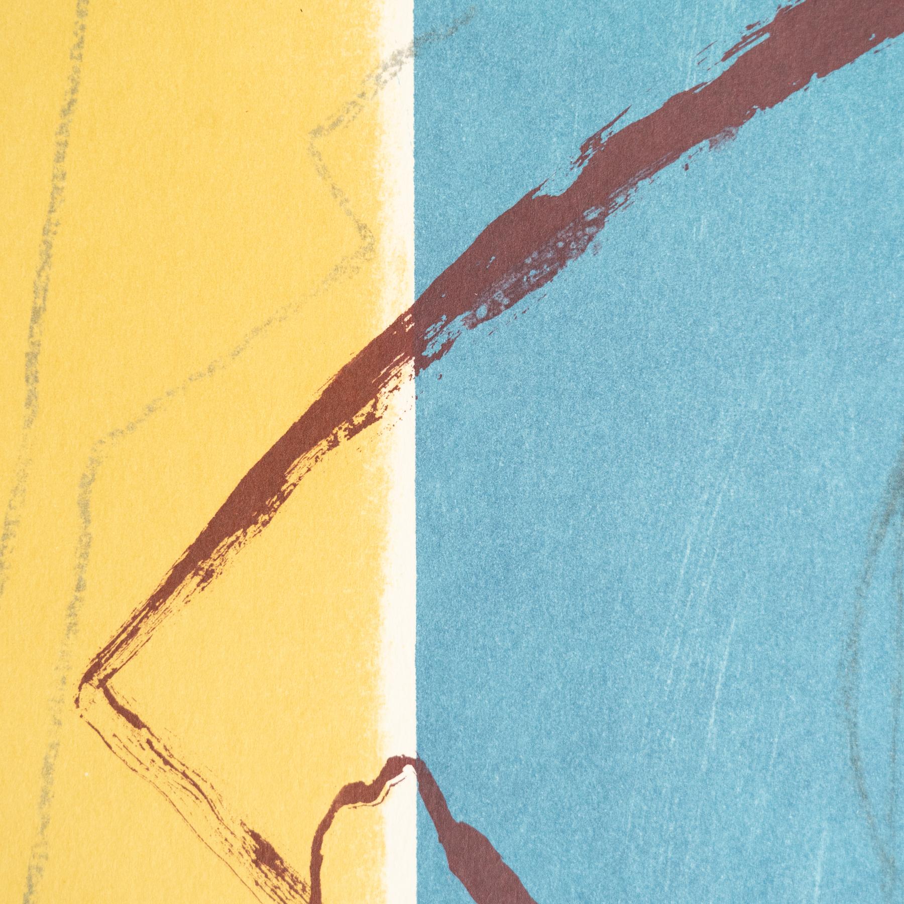 Rafols Casamada Blau-Gelb, Schwarz-Weiß Abstrakte Lithographie auf Papier, 1999 im Angebot 4