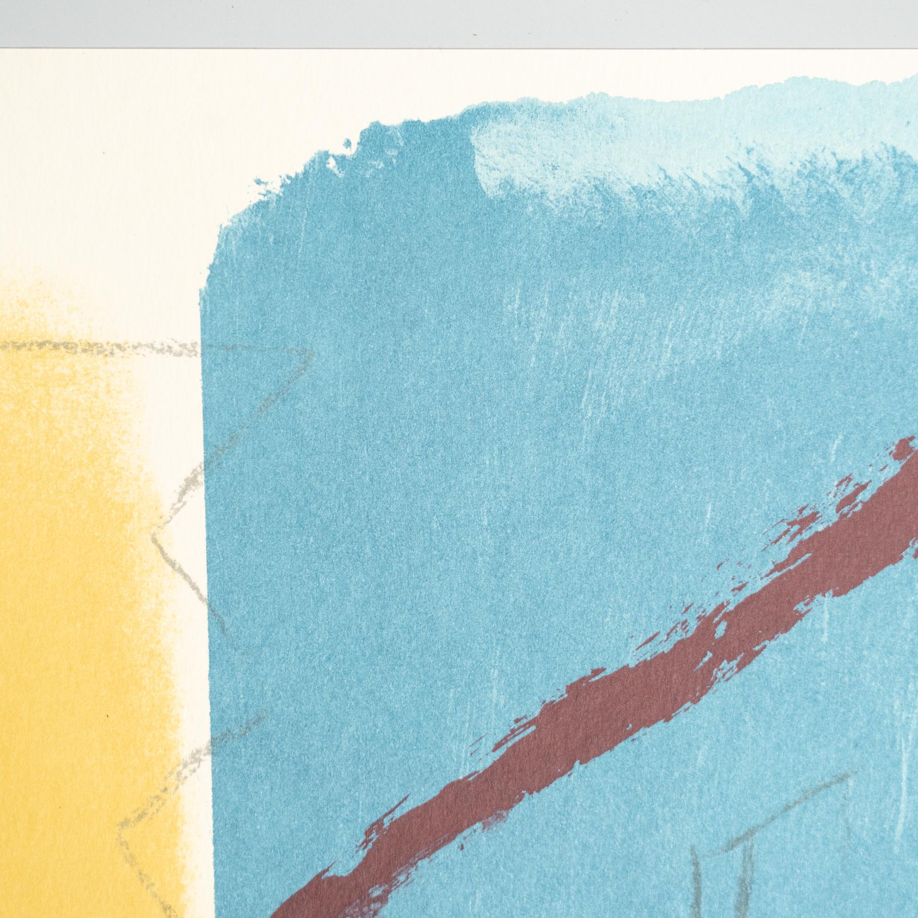 Rafols Casamada Blau-Gelb, Schwarz-Weiß Abstrakte Lithographie auf Papier, 1999 im Angebot 5